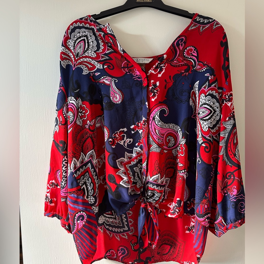 Beautiful Paisley Print Red and Blue Women's Top